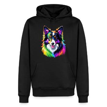 Dog Border Collie rainbow colorful cool cute - Men’s Premium Organic Hoodie - black - Front - Nico (187cm)