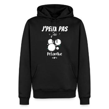 Pétanque-Leidenschaft - Männer Premium Bio Hoodie - Schwarz - Vorne - Nico (187cm)