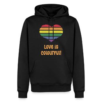 Love Is Colourful! (Herz / Pride / LGBTQIA+) - Männer Premium Bio Hoodie - Schwarz - Vorne - Nico (187cm)