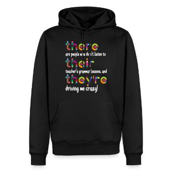Là, ils sont professeurs de grammaire anglaise - Sweat à capuche Premium bio Homme - noir - Devant - Nico (187cm)