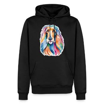 Lévrier afghan aquarelle - Sweat à capuche Premium bio Homme - noir - Devant - Nico (187cm)