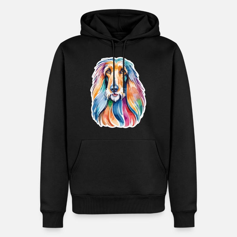 Lévrier afghan aquarelle - Sweat à capuche Premium bio Homme - noir
