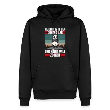 Jeux - Me tend la manette - Sweat à capuche Premium bio Homme - noir - Devant - Nico (187cm)