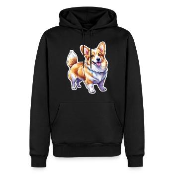 Welsh Corgi Pembroke Aquarelle - Sweat à capuche Premium bio Homme - noir - Devant - Nico (187cm)