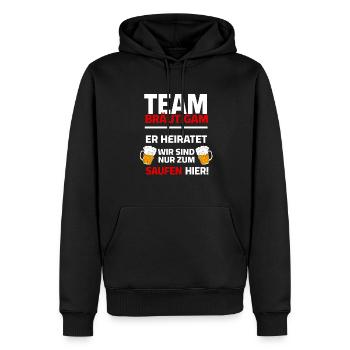 Team Groom - He's getting married, we're drinking - Men’s Premium Organic Hoodie - black - Front - Nico (187cm)