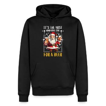 Weihnachten Bier Saufen Alkohol Weihnachtsmann - Männer Premium Bio Hoodie - Schwarz - Vorne - Nico (187cm)