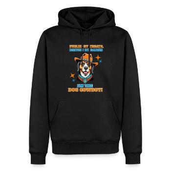 Nourri par les friandises, poussé par les aboiements, je suis la vache à chiens - Sweat à capuche Premium bio Homme - noir - Devant - Nico (187cm)