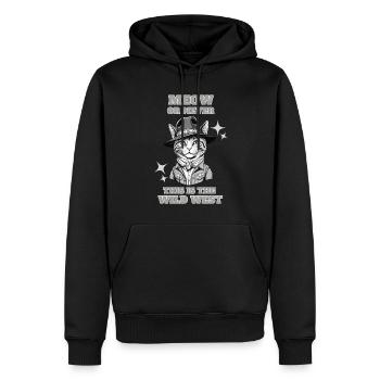 Miaou ou jamais, c’est le Far West - Sweat à capuche Premium bio Homme - noir - Devant - Nico (187cm)