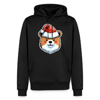 Dessin de Noël Ours - Sweat à capuche Premium bio Homme - noir - Devant - Nico (187cm)