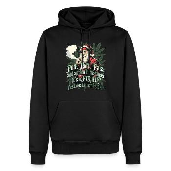 Christmas Santa Smoking Cannabis - Men’s Premium Organic Hoodie - black - Front - Nico (187cm)