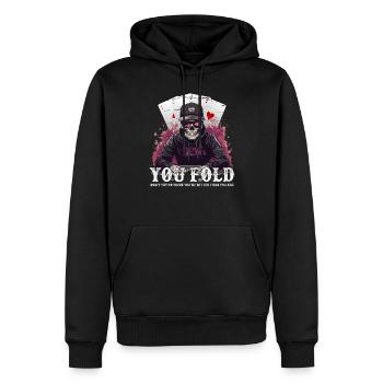Poker You Fold - Versuche nicht zu denken... - Männer Premium Bio Hoodie - Schwarz - Vorne - Nico (187cm)