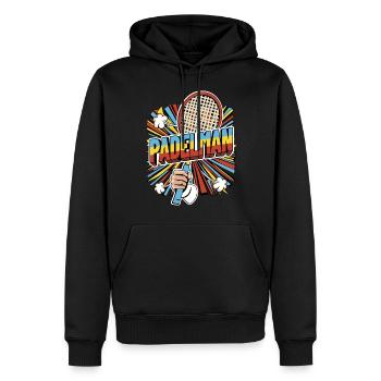 PADELMAN - Männer Premium Bio Hoodie - Schwarz - Vorne - Nico (187cm)