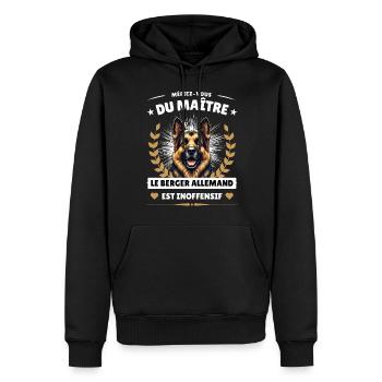 Méfiez-vous du maître, le berger est inoffensif! - Sweat à capuche Premium bio Homme - noir - Devant - Nico (187cm)