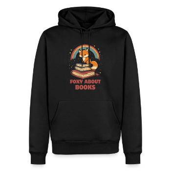 Renard mignon avec des livres - Sweat à capuche Premium bio Homme - noir - Devant - Nico (187cm)