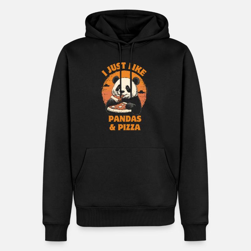 Panda isst Pizza - Männer Premium Bio Hoodie - Schwarz