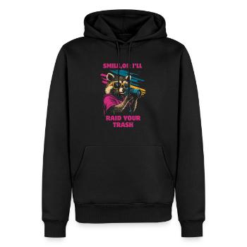 Waschbär mit Sonnenbrille und Kamera - Männer Premium Bio Hoodie - Schwarz - Vorne - Nico (187cm)