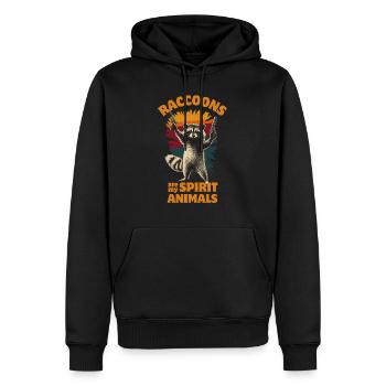 Frecher Waschbär mit 2 Pistolen - Männer Premium Bio Hoodie - Schwarz - Vorne - Nico (187cm)