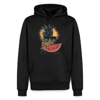 Ananas und Wassermelone - Männer Premium Bio Hoodie - Schwarz - Vorne - Nico (187cm)
