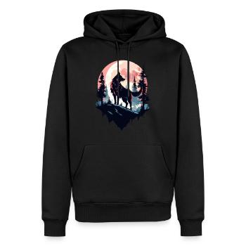 Wolf Moon Night Wolf Head Forest Nature Mountains Wilderness - Men’s Premium Organic Hoodie - black - Front - Nico (187cm)