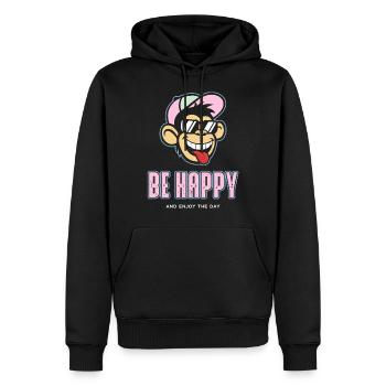 Sois heureux - Sweat à capuche Premium bio Homme - noir - Devant - Nico (187cm)