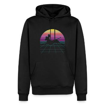 Vaporwave Dackel Hund Dachshund 80er 90er - Männer Premium Bio Hoodie - Schwarz - Vorne - Nico (187cm)
