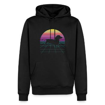 Vaporwave Dackel Hund Dachshund 80er 90er - Männer Premium Bio Hoodie - Schwarz - Vorne - Nico (187cm)