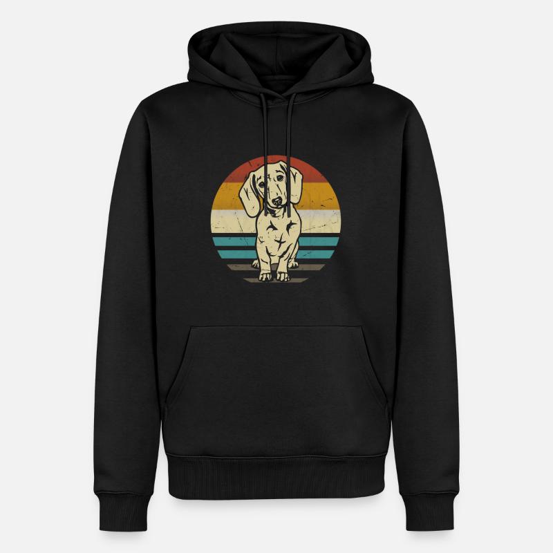 Dackel Hund retro - Männer Premium Bio Hoodie - Schwarz