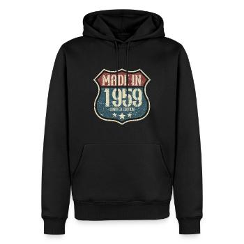 1959 Vintage Anniversaire Rétro Vintage Cadeau - Sweat à capuche Premium bio Homme - noir - Devant - Nico (187cm)