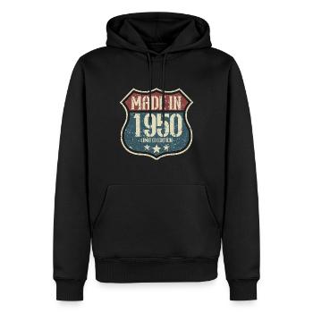 Anniversaire des années 1950 né dans les années 1950 rétro Vintage - Sweat à capuche Premium bio Homme - noir - Devant - Nico (187cm)