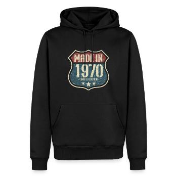 1970 Anniversaire Né En 1970 Rétro Vintage - Sweat à capuche Premium bio Homme - noir - Devant - Nico (187cm)