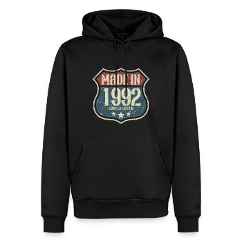 1992 Vintage anniversaire rétro Vintage cadeau - Sweat à capuche Premium bio Homme - noir - Devant - Nico (187cm)