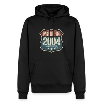 2004 Anniversaire Né En 2004 Rétro Millésime - Sweat à capuche Premium bio Homme - noir - Devant - Nico (187cm)