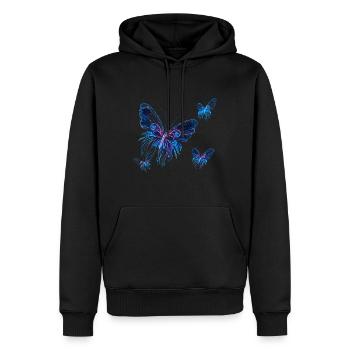 Butterfly, leuchtende Schmetterlinge - Männer Premium Bio Hoodie - Schwarz - Vorne - Nico (187cm)