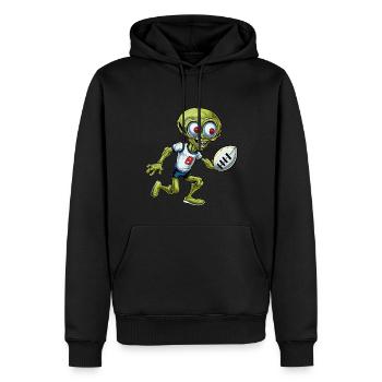 Rugby Alien - Männer Premium Bio Hoodie - Schwarz - Vorne - Nico (187cm)