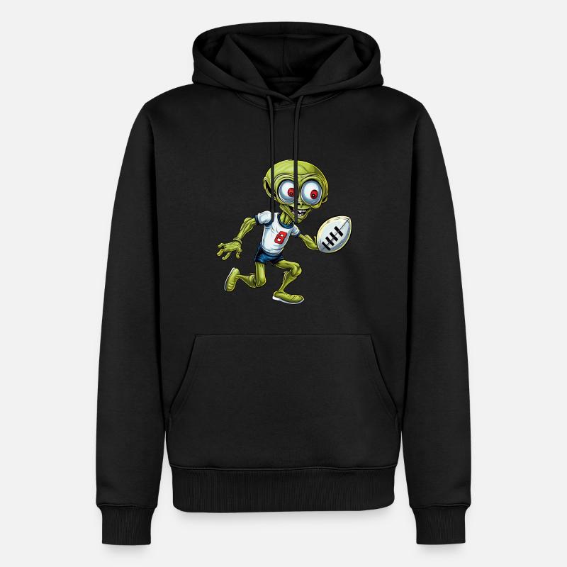 Rugby Alien - Männer Premium Bio Hoodie - Schwarz