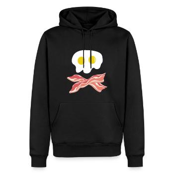 Crâne de bacon, Crâne Halloween Bacon Œuf au plat - Sweat à capuche Premium bio Homme - noir - Devant - Nico (187cm)