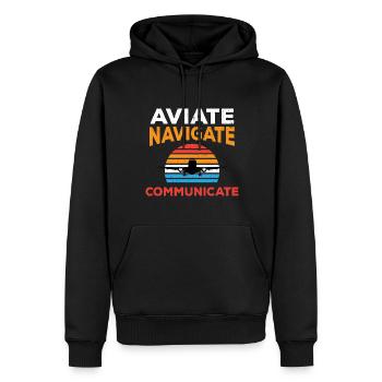 Flugzeug Pilot Reisen Fliegen Flieger Urlaub - Männer Premium Bio Hoodie - Schwarz - Vorne - Nico (187cm)