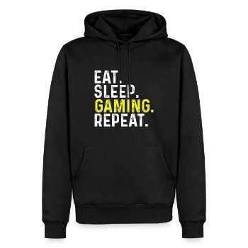 Eat Sleep Gaming Repeat - Men’s Premium Organic Hoodie - black - Front - Nico (187cm)