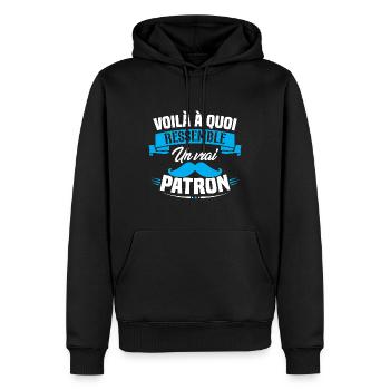 Voilà à quoi ressemble un vrai patron - Sweat à capuche Premium bio Homme - noir - Devant - Nico (187cm)