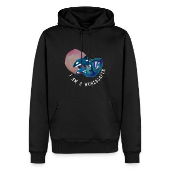 I am a Worldsafer - Männer Premium Bio Hoodie - Schwarz - Vorne - Nico (187cm)