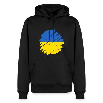 Drapeau de l’Ukraine Vintage Drapeau ukrainien d’occasion Look - Sweat à capuche Premium bio Homme - noir - Devant - Nico (187cm)