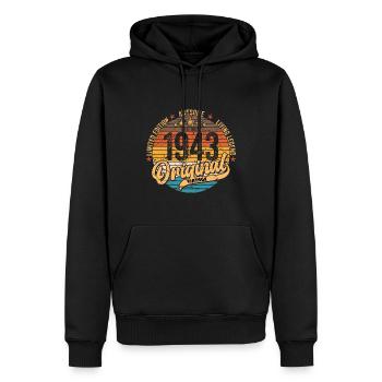 1943 Anniversaire né en 1943 Retro Vintage - Sweat à capuche Premium bio Homme - noir - Devant - Nico (187cm)