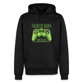 Gamer Girl Skills Damen Gaming Motiv Controller - Männer Premium Bio Hoodie - Schwarz - Vorne - Nico (187cm)