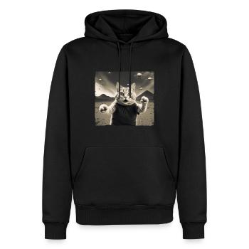 Katzen Ufo Katzenliehaber katze Selfie lustig - Männer Premium Bio Hoodie - Schwarz - Vorne - Nico (187cm)