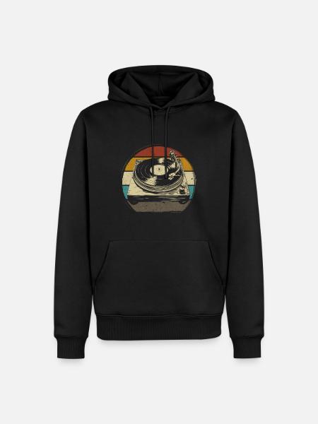 vinyl vinyl music turntable retro - Men’s Premium Organic Hoodie - black