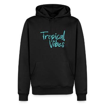 vacances d'été, sous les tropiques, bonnes ondes - Sweat à capuche Premium bio Homme - noir - Devant - Nico (187cm)