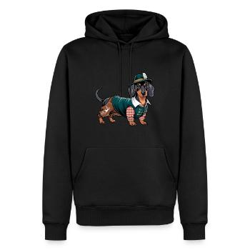 Bayerischer Dackel rot weißes Hemd Tracht Bayern - Männer Premium Bio Hoodie - Schwarz - Vorne - Nico (187cm)