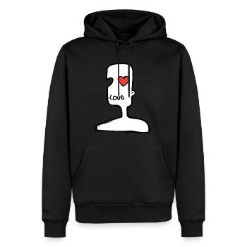 Lire les signes - Sweat à capuche Premium bio Homme - noir - Devant - Nico (187cm)