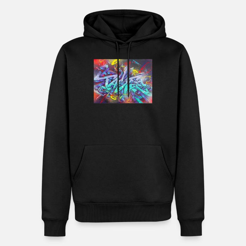 Buntes Graffiti - Männer Premium Bio Hoodie - Schwarz