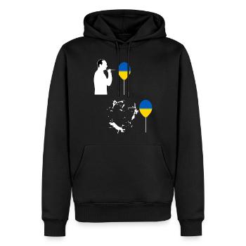 Ukraine Ballon lässt Putin platzen (Weiss) - Männer Premium Bio Hoodie - Schwarz - Vorne - Nico (187cm)